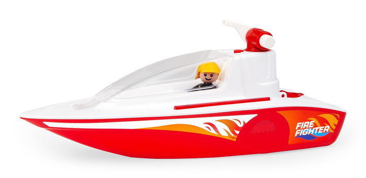 Lena BOAZZ Feuerwehrboot 36 cm, Spielzeugboot Indoor und Outdoor, für Kinder ab 2 Jahren, mit Wasser