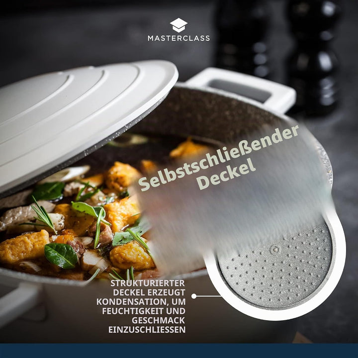 MASTER CLASS MCMCRD28GRY Grosse Auflaufform mit Deckel, Aluminium, 5 liters, Blau 5L, 28cm, 5L, 28cm