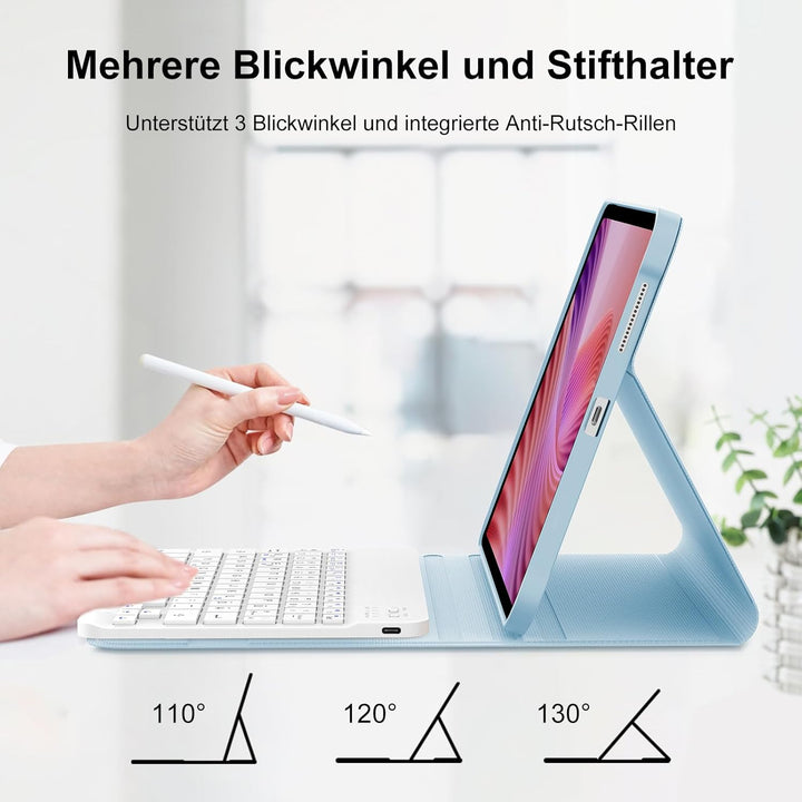 IVEOPPE Tastatur für Lenovo Tab 10.1 Zoll 2025, Ultradünn Flip Entfernbar Drahtloser, Bluetooth Magn