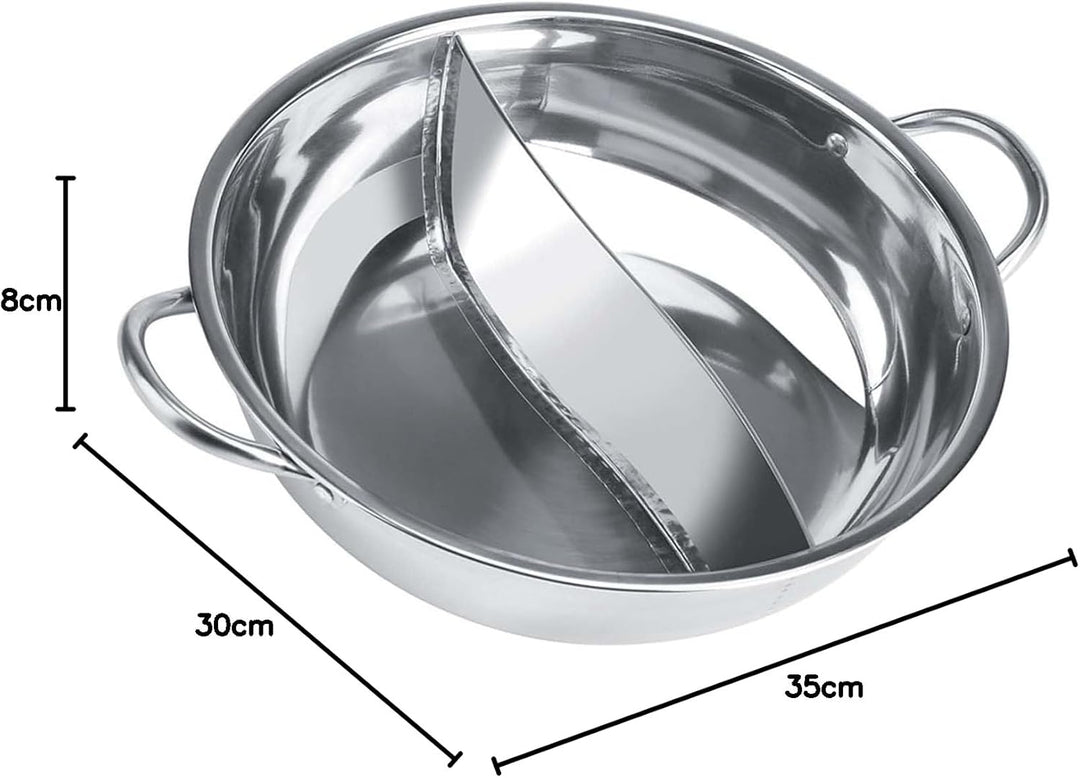 Hot Pot aus Edelstahl mit Trennung von Zwei Geschmacksrichtungen, Dicker Induktionsherd, Verwendbar