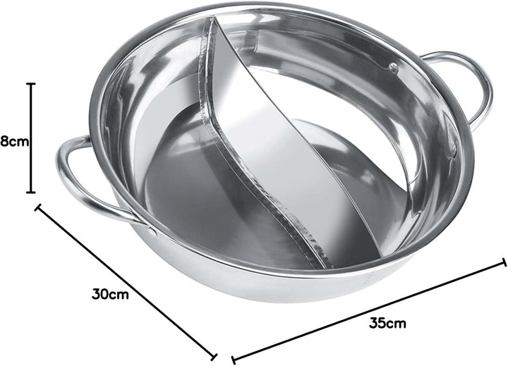 Hot Pot aus Edelstahl mit Trennung von Zwei Geschmacksrichtungen, Dicker Induktionsherd, Verwendbar