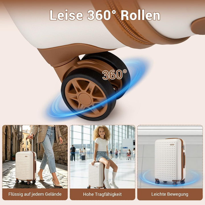 KONO Koffer Trolley Klein Hartschalenkoffer Reisekoffer von ABS Hartschalen Handgepäck mit 4 Spinner