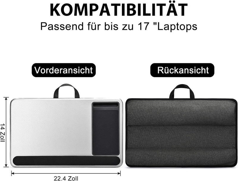 Modazon Laptopkissen für Bett mit Kissen，Laptop Unterlage Zubehör Couch mit Mausunterlage and Handge