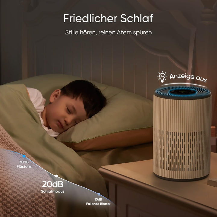 DAYETTE Portable Luftreiniger Allergiker mit Aroma, Nachtlicht, Timer, Ruhemodus (20 dB), HEPA Luftf