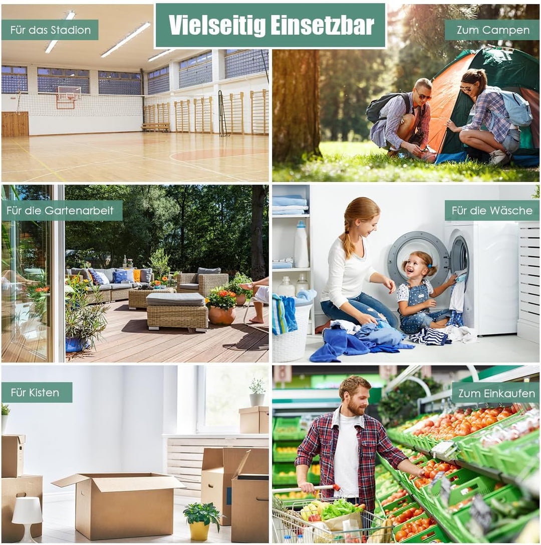 COSTWAY Klappbarer Einkaufstrolley, Einkaufswagen mit Universalrädern & Doppelkorb, 48L+10L, Tragbar