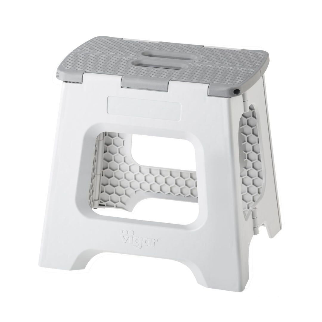 VIGAR Tritthocker Klappbar 32 cm mit Griffen, Polypropylen, Compact Grau Compact Grau 32 cm, Compact