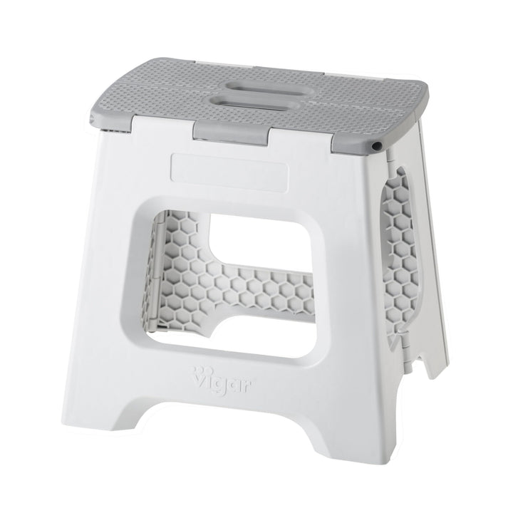 VIGAR Tritthocker Klappbar 32 cm mit Griffen, Polypropylen, Compact Grau Compact Grau 32 cm, Compact