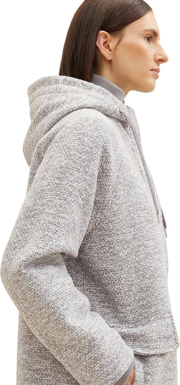 TOM TAILOR Damen Mantel mit Kapuze M 30285 - Grey Structure, M 30285 - Grey Structure