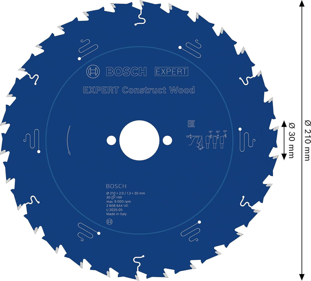 Bosch Professional Kreissägeblatt Expert for Construct Wood (Holz, 210 x 30 x 2 mm, 30 Zähne, Zubehö