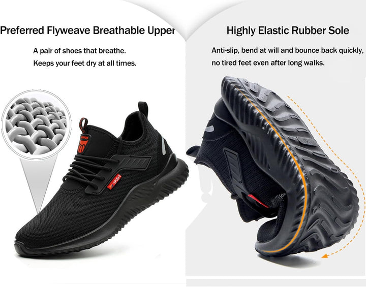Calish Sicherheitsschuhe Herren Damen Arbeitsschuhe Leicht Stahlkappenschuhe Sportlich rutschfeste A