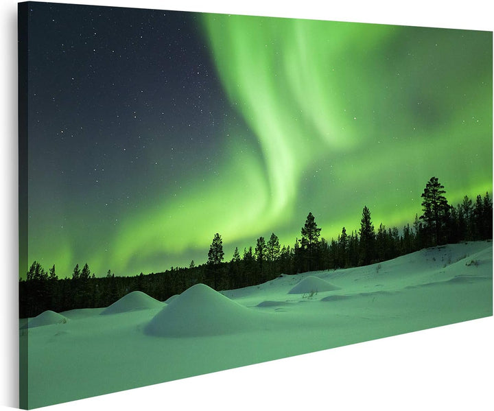 islandburner Bild auf Leinwand Spektakuläre Aurora Borealis (Nordlichter) Vrschneite Winterlandschaf