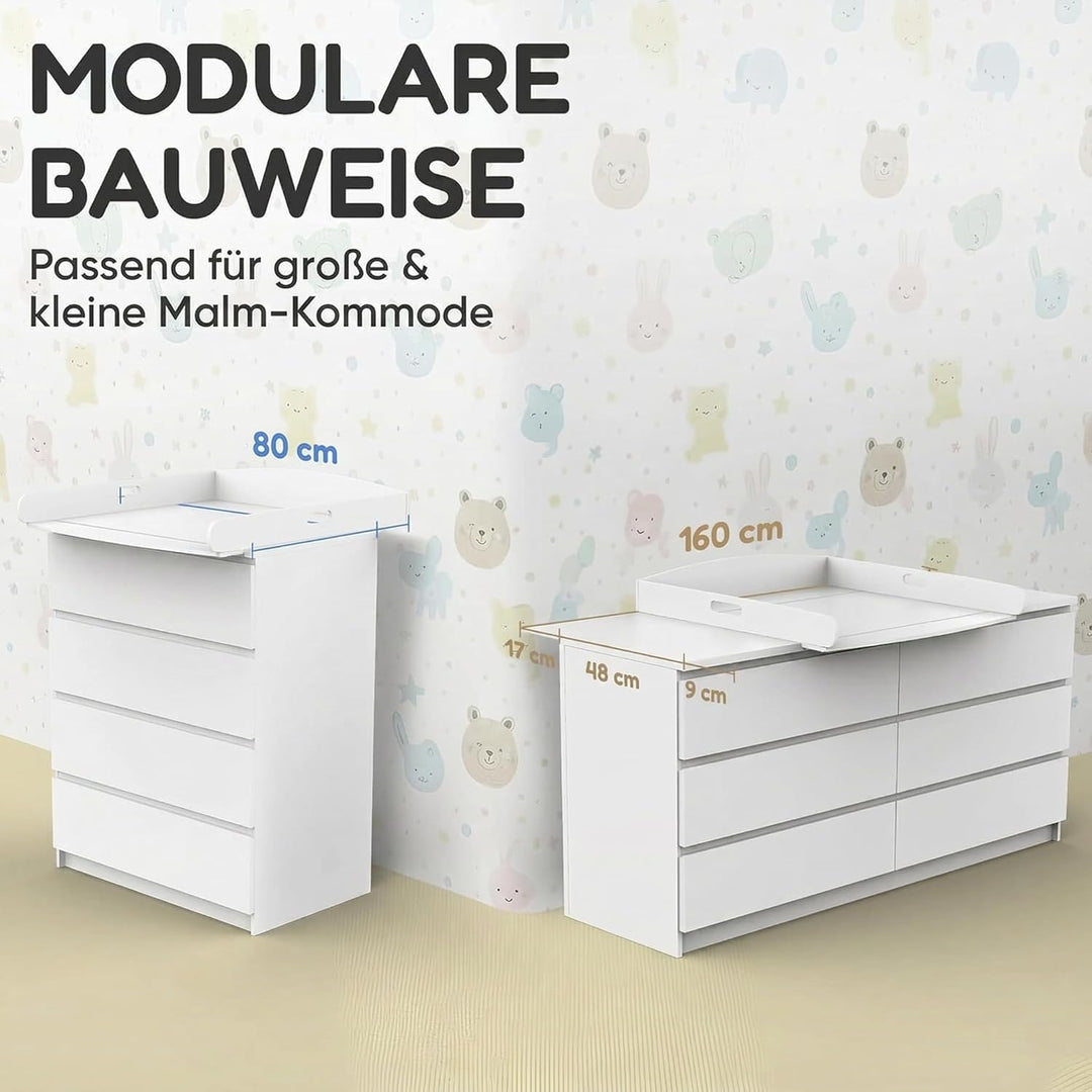 Wickelaufsatz Malm Kommode [80 & 160cm] ohne Lücke zur Wand - Für grosse und kleine Malm Kommoden