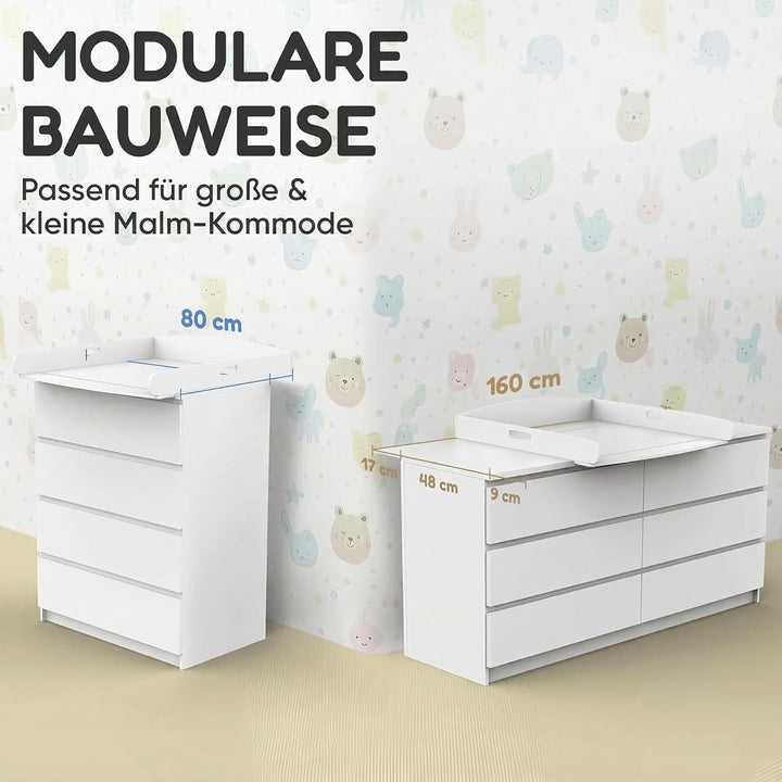 Wickelaufsatz Malm Kommode [80 & 160cm] ohne Lücke zur Wand - Für grosse und kleine Malm Kommoden