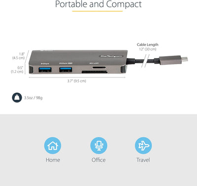 StarTech.com USB-C Multiport Adapter - USB-C auf 4K-HDMI, 100W PD Pass-Through, SD-/MicroSD-Steckpla