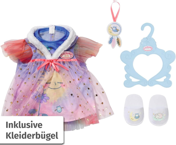 Baby Annabell Sweet Dreams Nachthemd 43cm, Puppennachthemd mit Plüschkragen, Hausschuhen und Traumfä