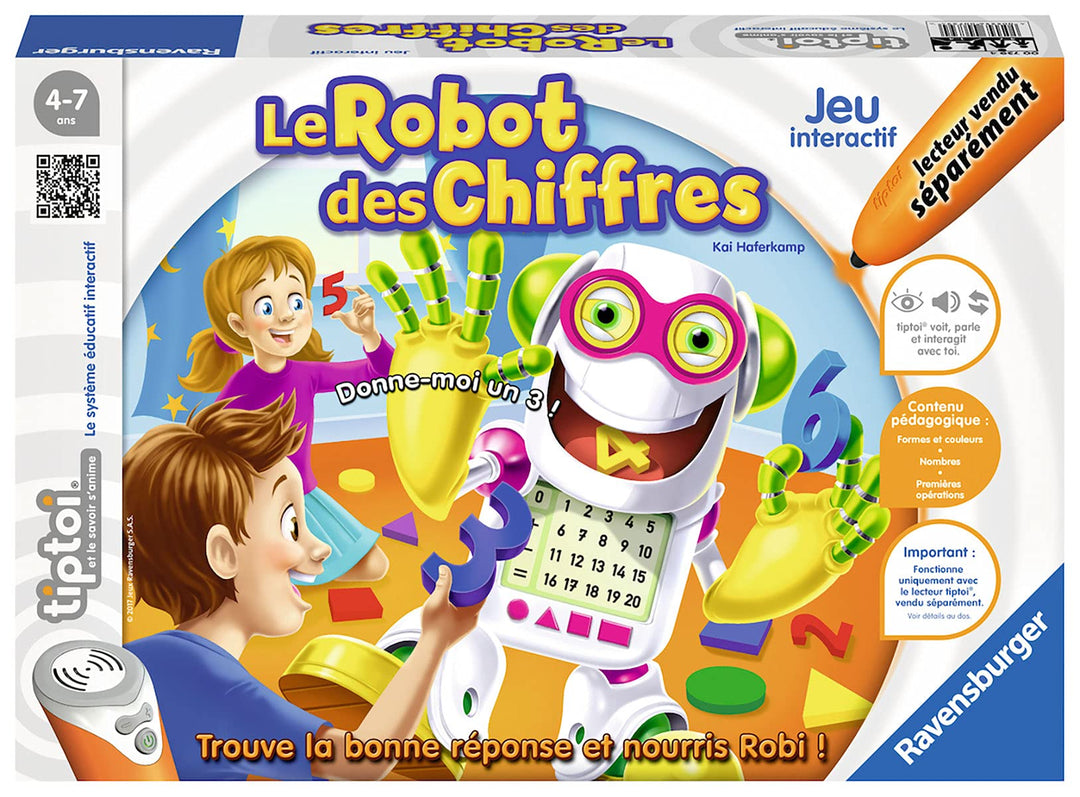 Ravensburger 00739 Le Robot des chiffres tiptoi Interaktives Spiel-Der Zahlenroboter, Der Zahlenrobo