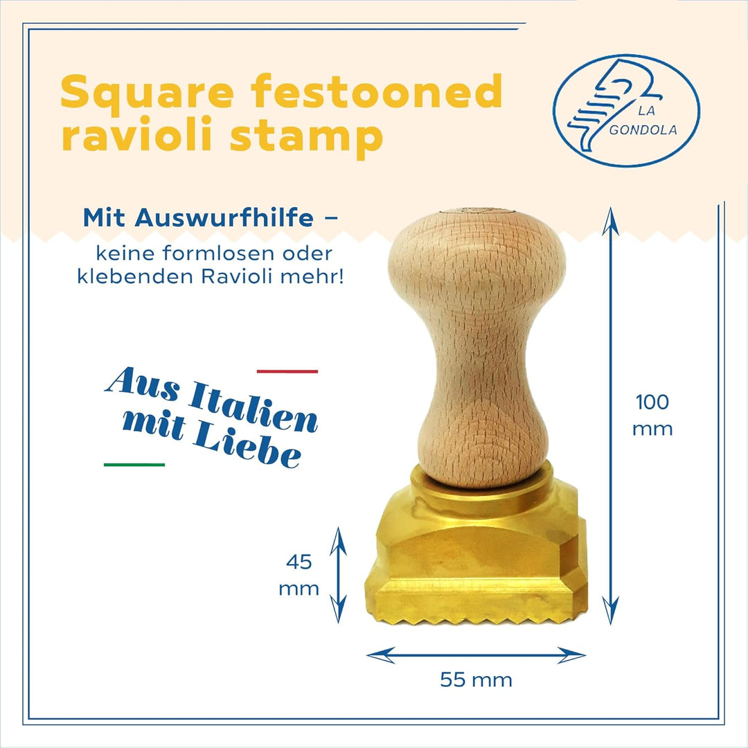 La Gondola Ravioli-Stempel - Quadratisch Gewellt 45x55mm | Italienisches Pasta-Werkzeug für Zuhause