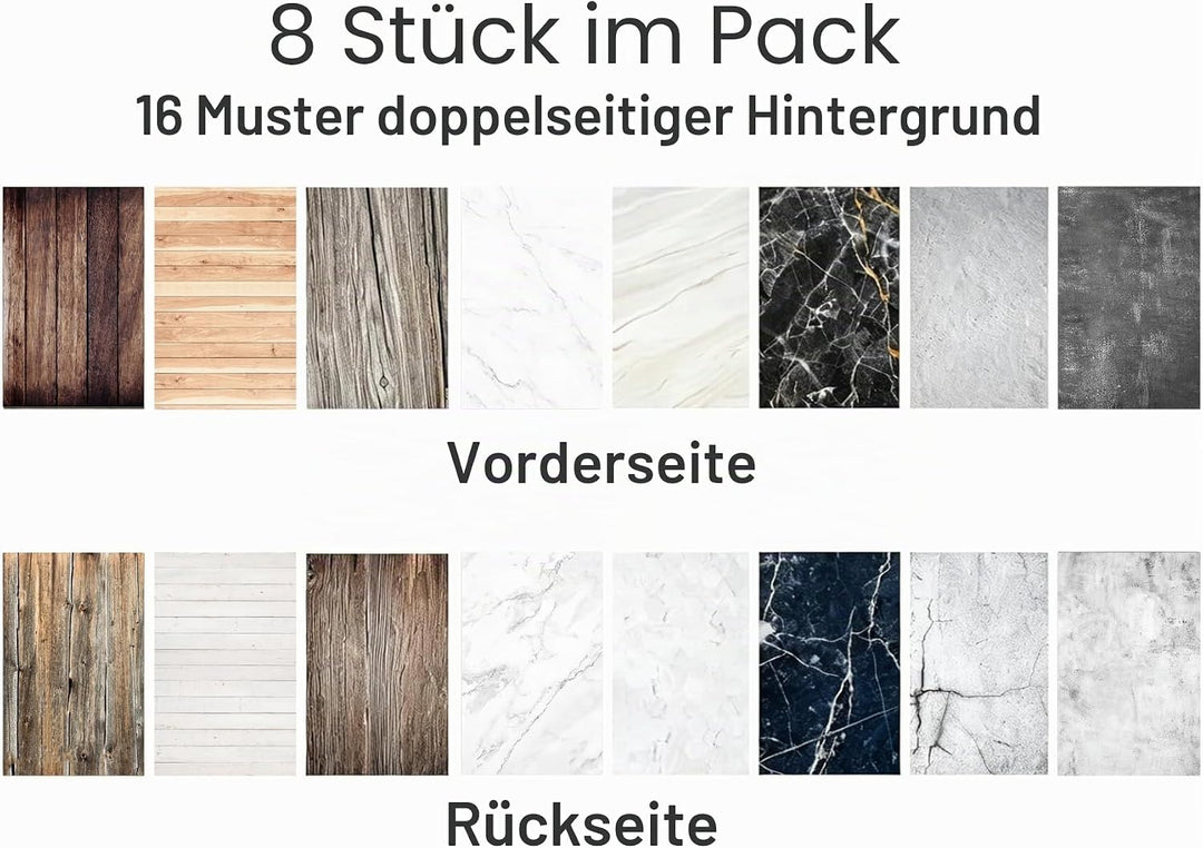 Fotohintergrundpapier mit Ständer, 86,4 x 58,4 cm, doppelseitig, für Foto-Tischplatten, Requisiten f