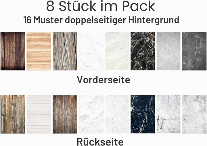 Fotohintergrundpapier mit Ständer, 86,4 x 58,4 cm, doppelseitig, für Foto-Tischplatten, Requisiten f