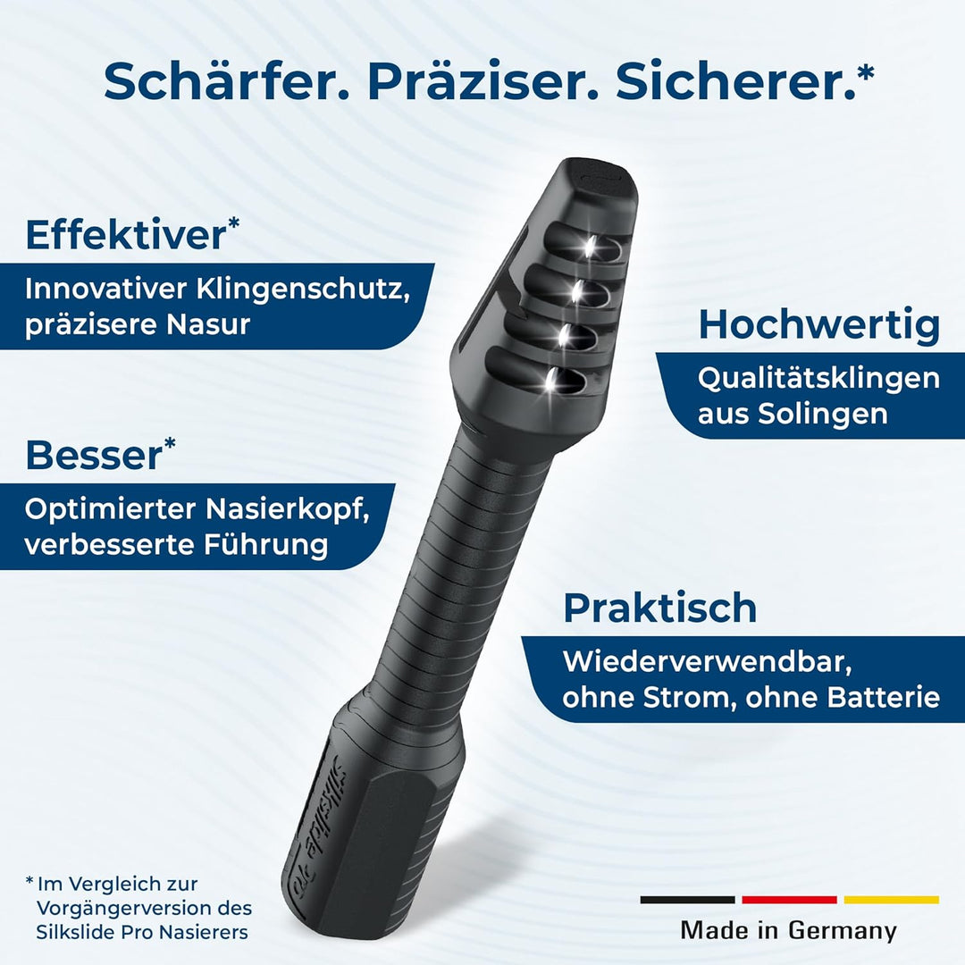 SilkslidePro Nasierer 2er Set - Nasenhaartrimmer Herren - Nasenhaarentferner - Hochpräzise Klingen a
