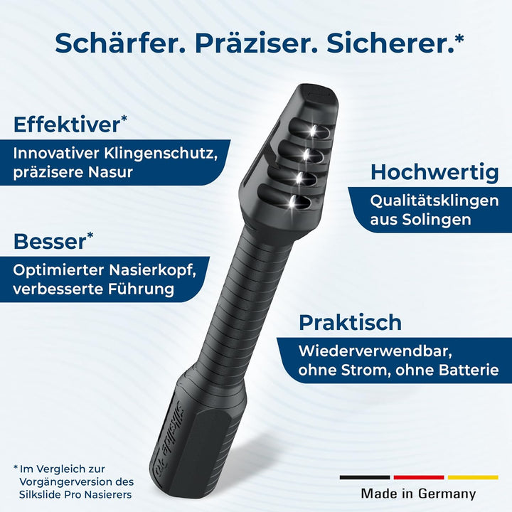 SilkslidePro Nasierer 2er Set - Nasenhaartrimmer Herren - Nasenhaarentferner - Hochpräzise Klingen a