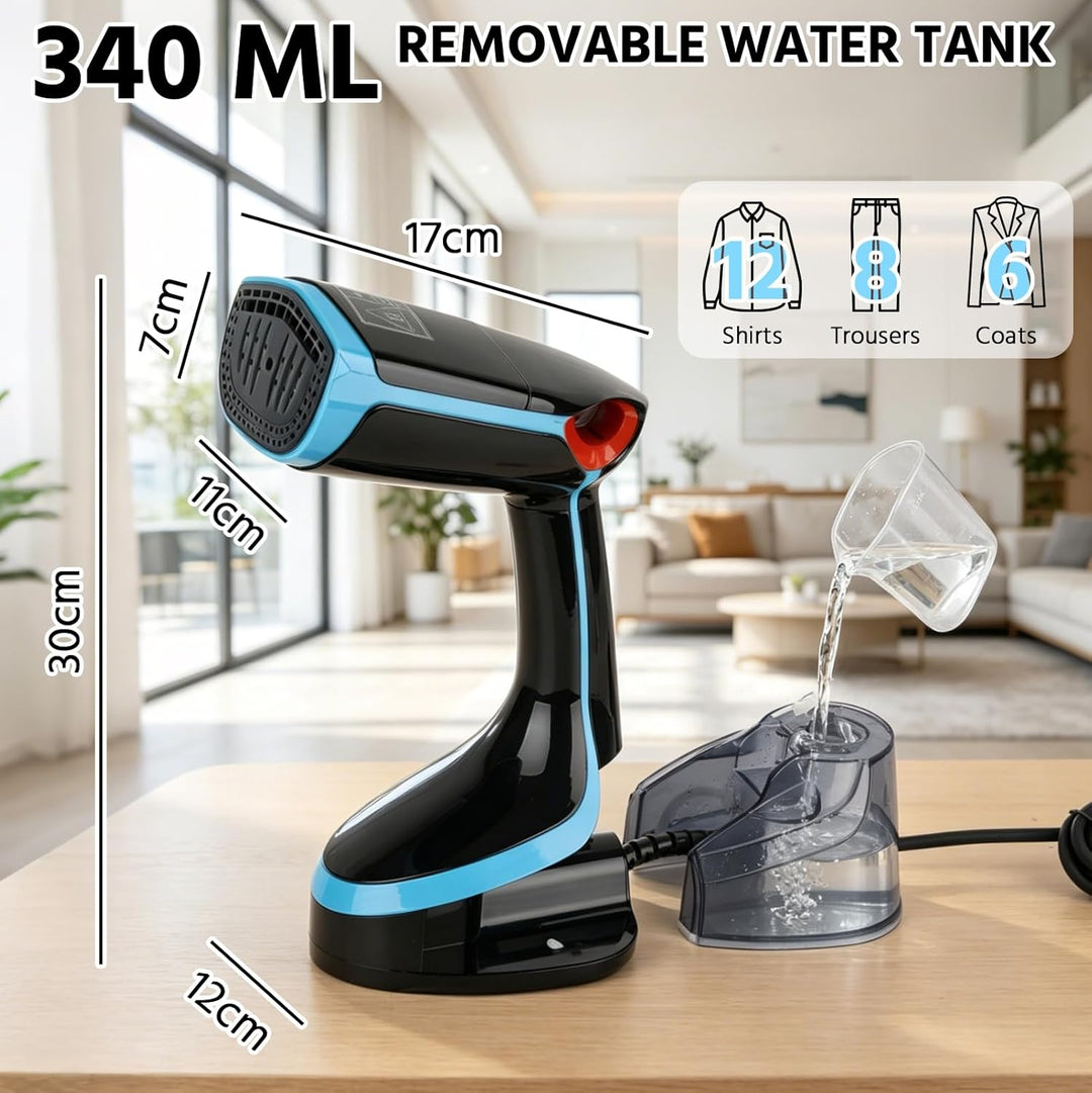 Dampfglätter 1400W, Tragbarer Dampfbügler, 350ml abnehmbarer Wassertank, 4500 Pa Saugleistung, Reise