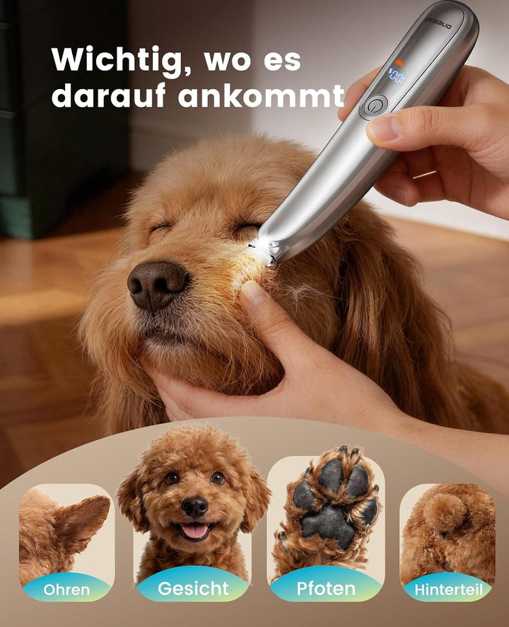 oneisall Pfotentrimmer für Hunde Extra Leise mit LED-Licht, Schermaschine Katze Hundepfoten Trimmer