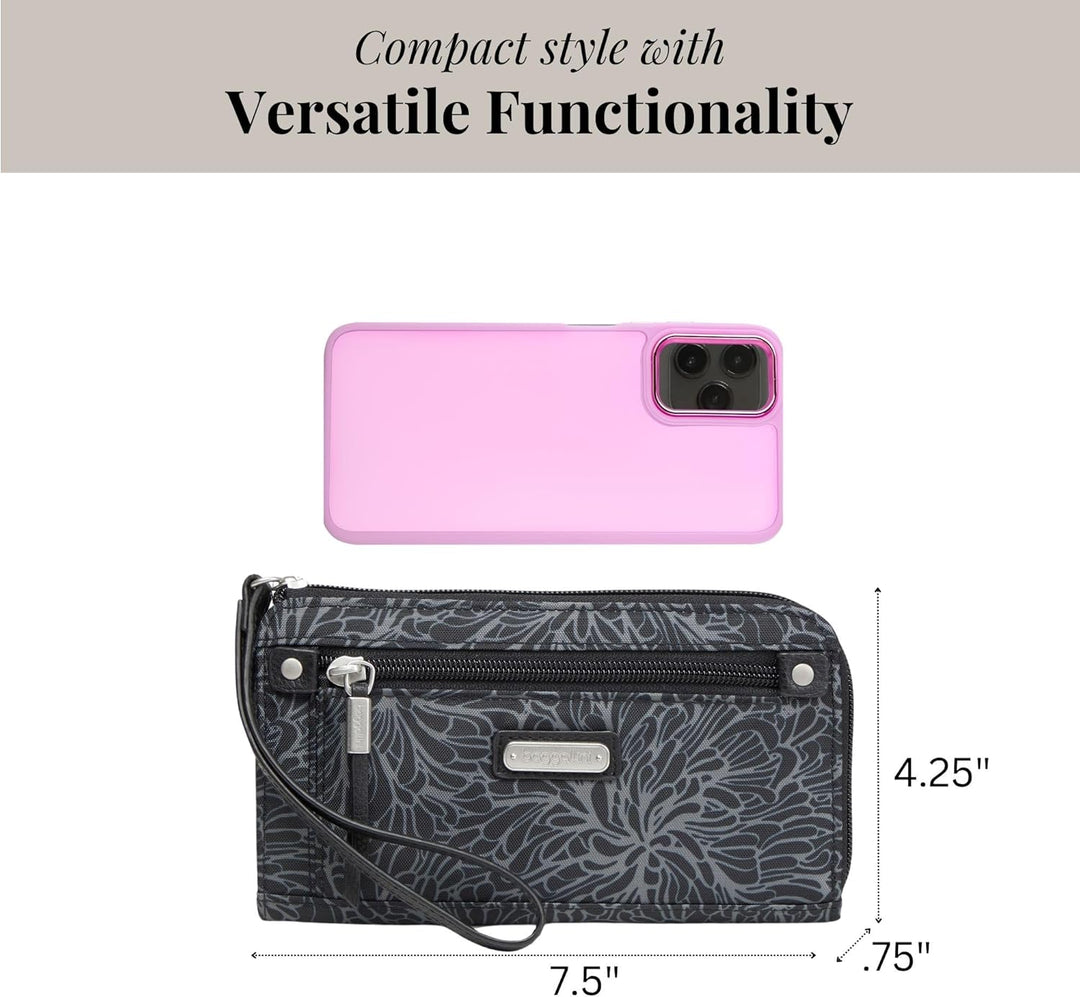 Baggallini Damen Geldbörse mit umlaufendem Reissverschluss Einheitsgrösse Midnight Blossom Print, Ei