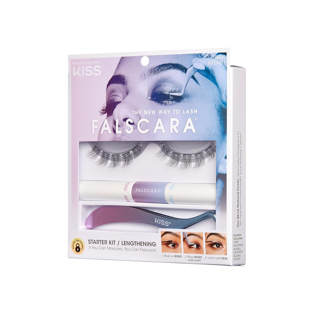 KISS Falscara DIY Wimpernverlängerung Starter Set, 10 wiederverwendbare federleichte künstliche Wimp