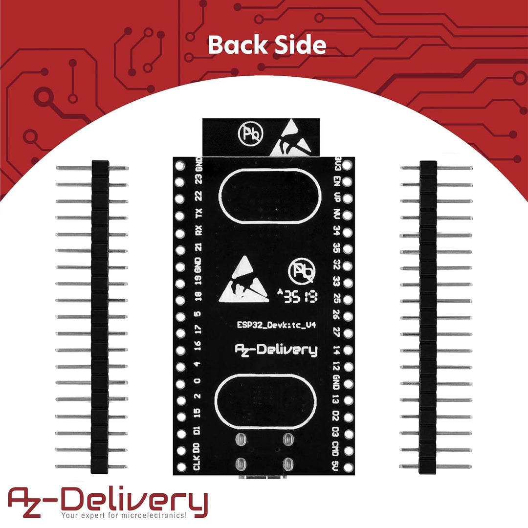 AZDelivery 5er Set ESP32 Dev Kit C V4 NodeMCU WLAN/WiFi Development Board unverlötet kompatibel mit