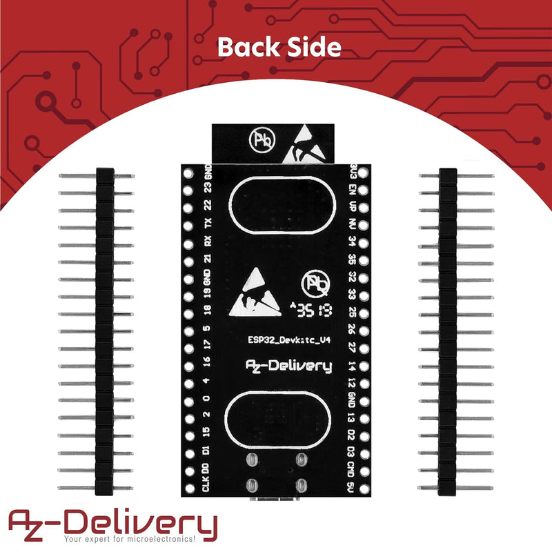 AZDelivery 5er Set ESP32 Dev Kit C V4 NodeMCU WLAN/WiFi Development Board unverlötet kompatibel mit