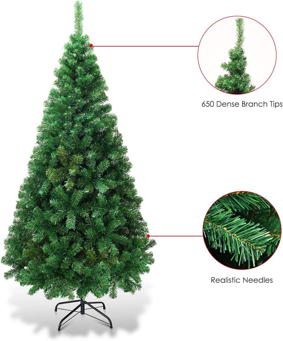 COSTWAY 180cm Künstlicher Weihnachtsbaum, Tannenbaum mit Metallständer, Christbaum PVC Nadeln, Kunst