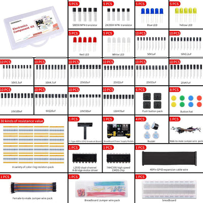 GeeekPi Electronics Component Starter Fun Kit mit Netzteilmodul,Steckbrett,GPIO Erweiterung Modul,Wi