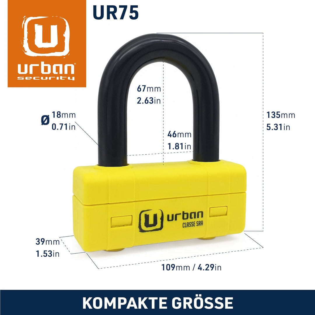 urban UR74120L Motorradschloss Scheibenschloss, Hohe Sicherheit, Diebstahlsicherung Homologiert SRA,