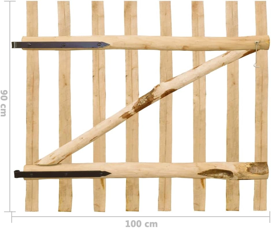 vidaXL 142590 Gartentor 100x90 cm Haselnuss Holz Zauntor Hoftor Gartentür Pforte Tor 100 x 90 cm, 10