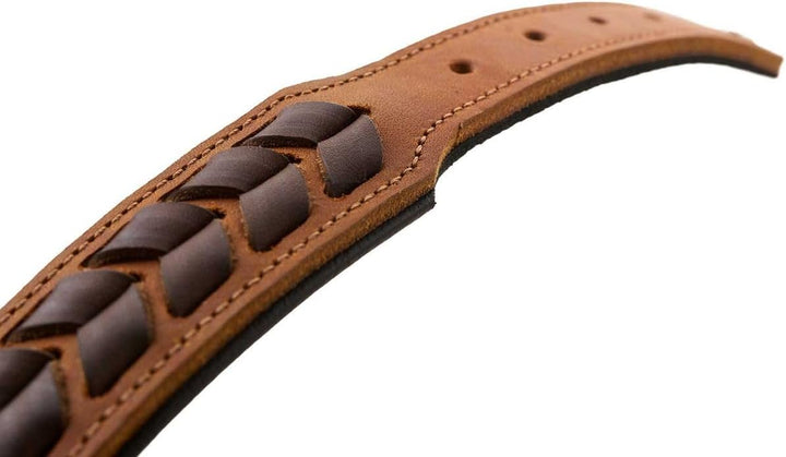 HUNTER EL PASO Hundehalsband, Leder, geschmeidig, geflochten, 50 (S-M), cognac/schwarz 50 (S-M) cogn