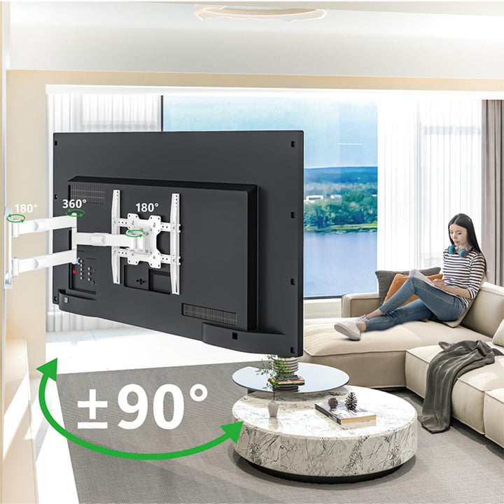 XTRARM TiTon F 80 cm Wandabstand, TV Wandhalterung, Langer Schwenkarm, neigen, schwenken, rotieren,