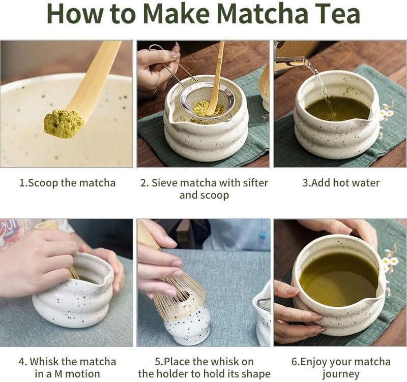 Premium Matcha Set – Matcha Schale, Bambusbesen und Matcha-Löffel Filterlöffel Matcha Set– Vollständ