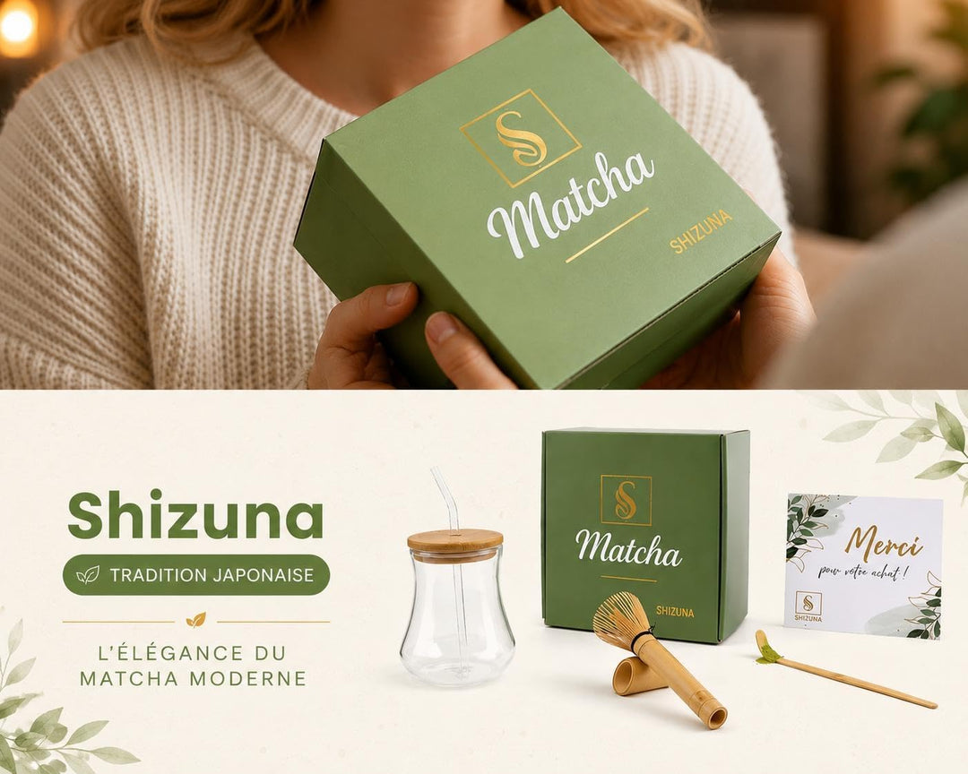Matcha-Set aus Glas Matcha Latte, 550 ml, mit Deckel aus Bambus & Glasstrohhalm – Schneebesen aus na