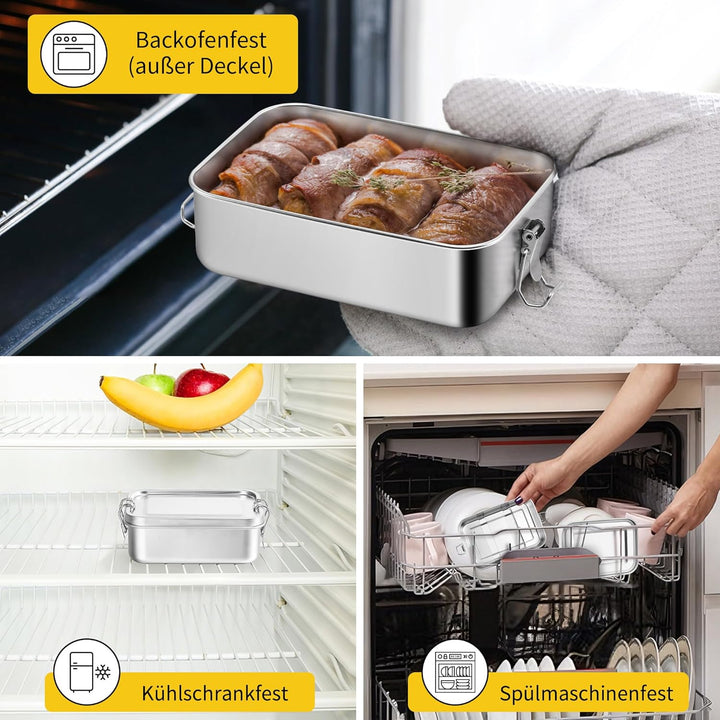 Joyfair Brotdose mit Fächern, 2 Stück Edelstahl Bento Box mit Abnehmbar Fächern für Erwachsene & Kin