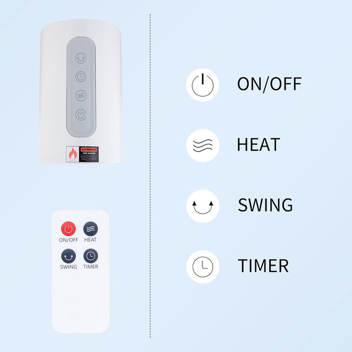 Simple Deluxe Heizlüfter Heizstrahler Elektrische Raumheizung Heizung Elektrisch mit Fernbedienung,1
