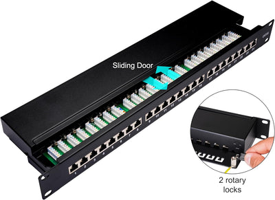 BIGtec 24 Port CAT6a Patchpanel Verteilerfeld Verteiler Patchfeld 500Mhz 10 Gigabit LSA Technik RJ45