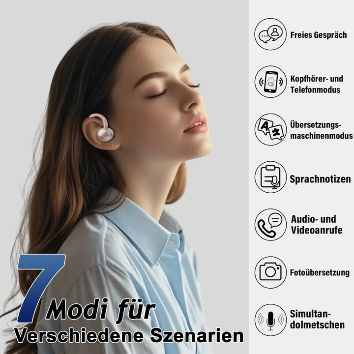 AI Kopfhörer Übersetzer, 3-in-1 Bluetooth 5.4 Echtzeit Sprachübersetzungs Kopfhörer,164 Sprachen mit