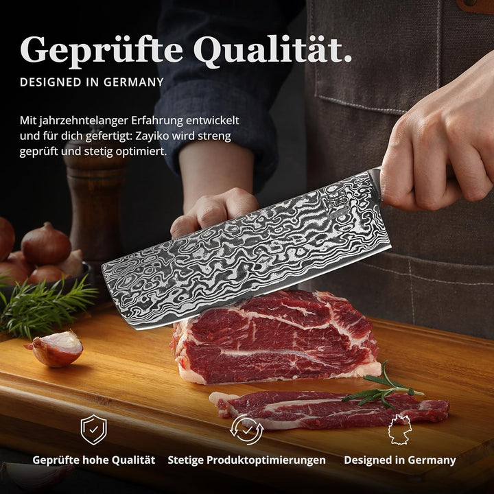 zayiko Kinone Premium Nakirimesser Classic mit 17,5 cm Klinge gefertigt aus 67 Lagen echtem Damastst