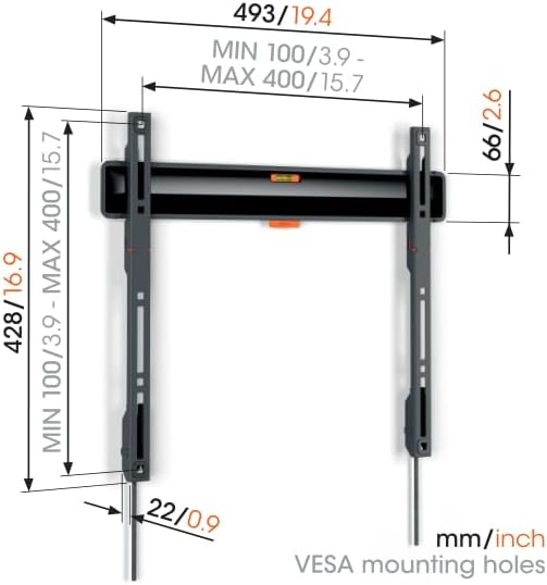 Vogel's TVM 3407 - Feste TV-Wandhalterung für 32-77 Zoll, Sicheres Einrasten mit ClickLoc, Ultra-fla
