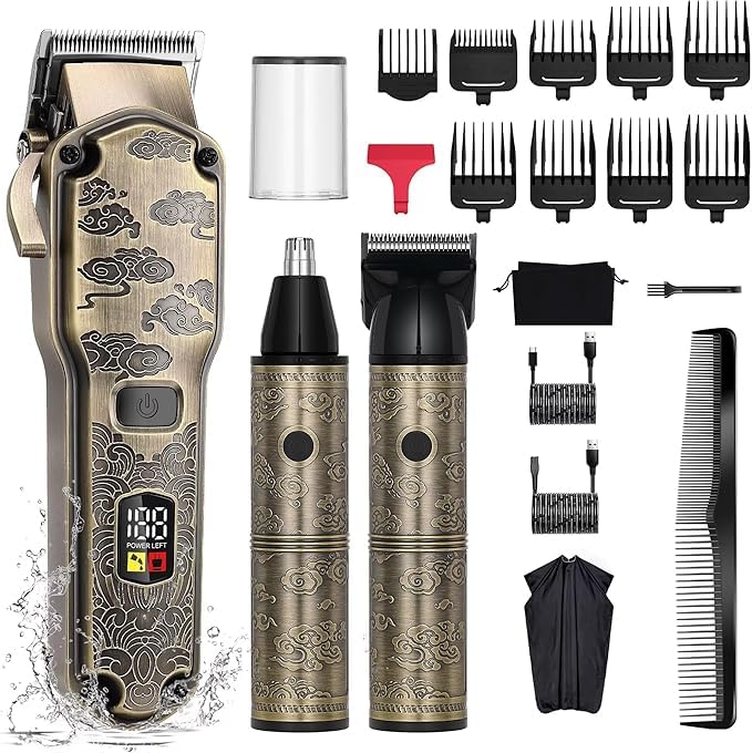 Hatteker Profi Haarschneidemaschine Herren Haarschneider Haartrimmer Bartschneider Nasenhaartrimmer