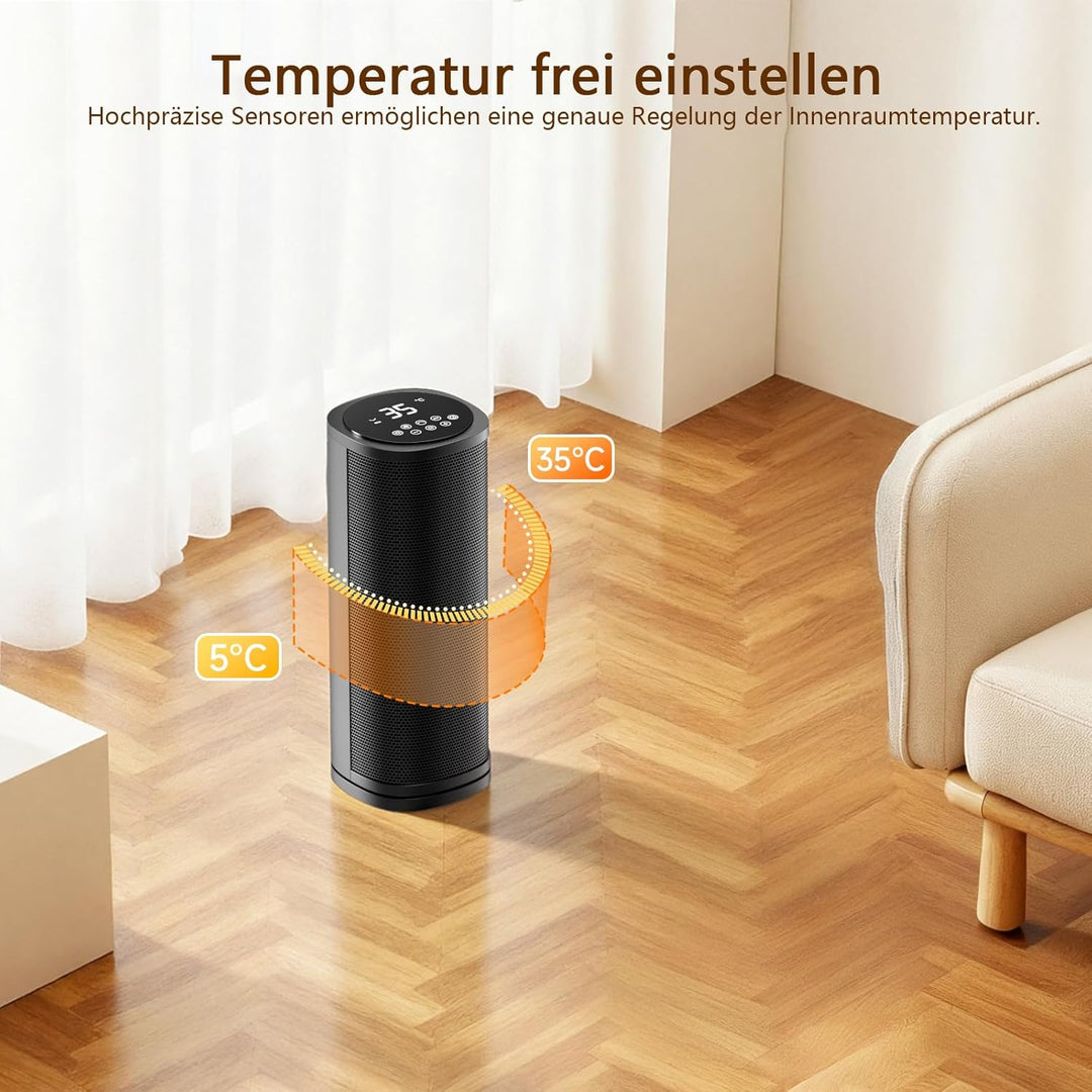 1800W Heizlüfter Energiesparend mit Fernbedienung,41 CM PTC Keramik Heizlüfter Leise,70°Oszillierend