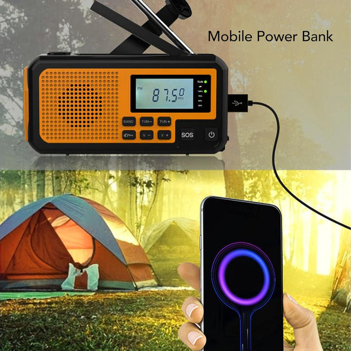 Notfall-Wetterradio, Kurbelradio, Solarradio, 4000-mAh-Wetterwarnradio, Solarladung, Handkurbel und