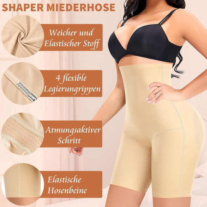 YARRCO Bauchweg Unterhose Damen Shapewear Spitze Miederhose Figurformende Unterwäsche Hohe Taille Mi