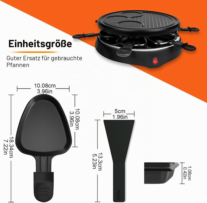Raclette Pfännchen, 8 Stück Mini Pfännchen Ersatz für Raclette, Antihaftbeschichtet Grill Pfännchen